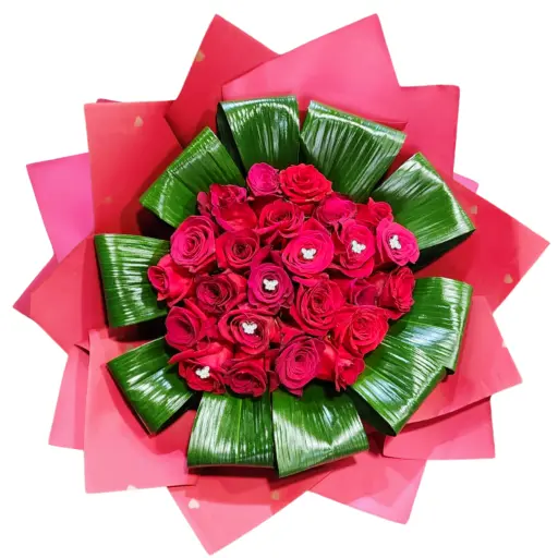 Ramo 24 rosas rojas con papel coreano